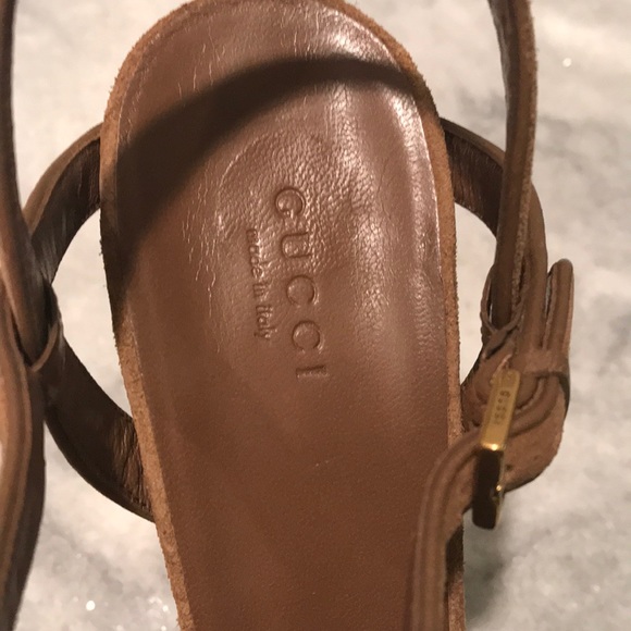 GUCCI Cork Suede Brown Platform Heels NWOB - Picture 2 of 15